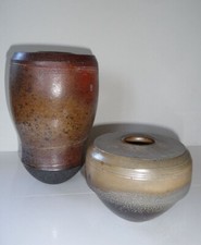Ceramic Vase Duo, Sandstone with Salt Cooking by Axel M. Gunther