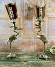 Bougeoirs XIXe bronze & argent
