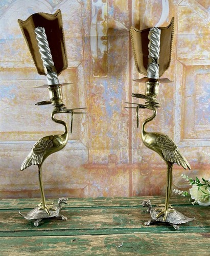 Bougeoirs xixe bronze argent - bronze, &