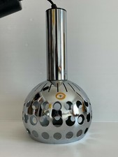 superbe Lustre Suspension Chromée Boule Eye Ball    Vintage   An 70's (2)