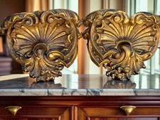 PAIR OF LARGE GILDED AND CARVED WOODEN WALL LAMP CONSOLES LOUIS XV