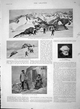 Old Antique Print 1894 Jannsen Mountain Rochers Rouges Payot Mont Blanc 19th