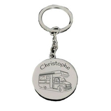 porte clefs rond  acier gravé