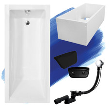 Baignoire rectangulaire MODERNE 180x80 + support de baignoire + appuie-tête KODI