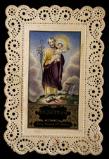 Image pieuse  canivet  holy card  Saint Joseph papier carton perforé milieu 19è