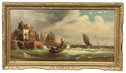Peinture huile ancien marine - huile,