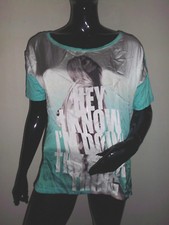 T-SHIRT FEMME TURQUOISE EFFET