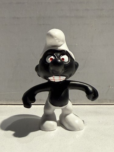 Vintage rare angry black smurf - vintage,