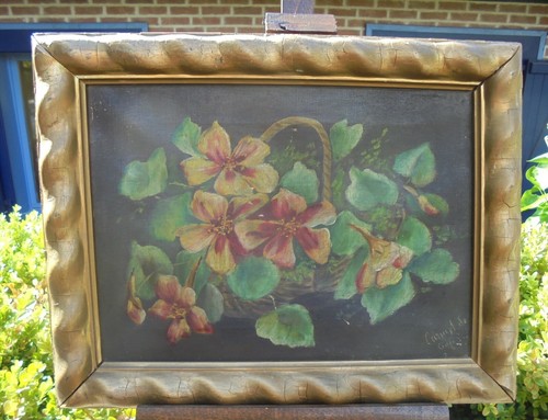 Ancienne hst peinture fleurs - ancienne,