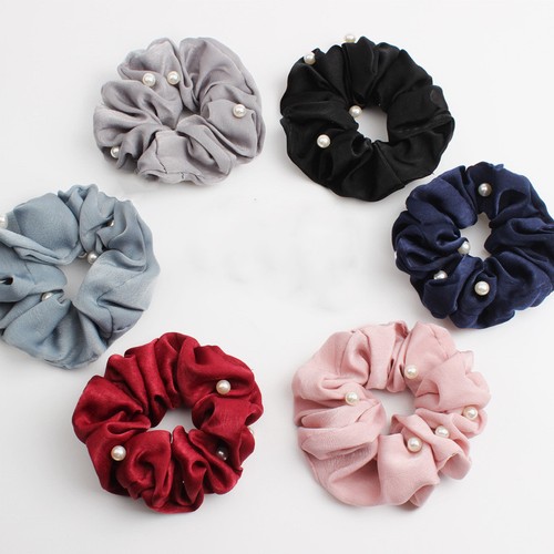 Chouchou cheveux tissu perles - cheveux,