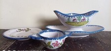 faience de Charolles XIXe  bouillon et son plateau + une saucière + 1 sous-tasse