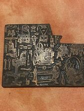 Plaque D’imprimerie Ancienne Machine Agricole ,outils , Gravure Signé