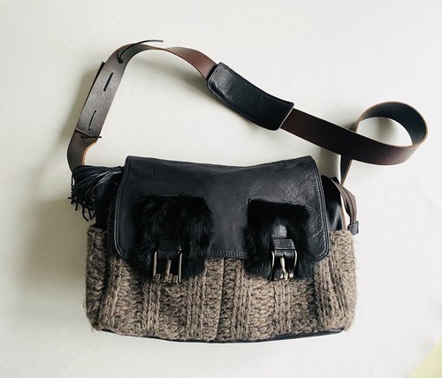Sac cuir fourrure alpaga - en, cuir/fourrure/alpaga