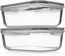 Set of 2 63 Oz, Large Glass Food Storage Container with Airtight Lid,  Razab