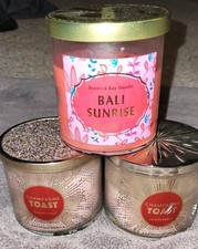 Bath Body Works Candle Lot Bali Sunrise, Champagne Toast One Is New Two Used
