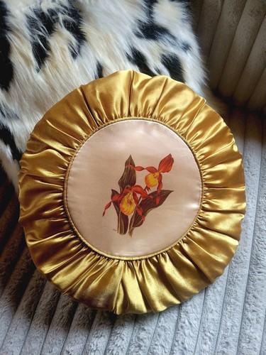 Coussin rond jaune doré - coussin,