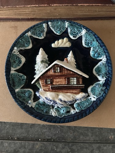 Assiette barbotine chalet - en,
