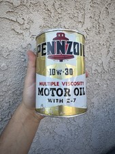 Pennzoil Motor Oil Can Vintage Metal Motor Oil Quart Can Early Graphic Pennzoil
