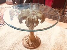 TABLE BASSE ANANAS - ANNÉES 70 - PLATEAU VERRE - PIETEMENT BOIS