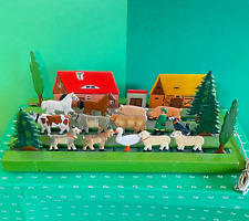 ANTIQUE PAINTED WOODEN FLOOR TOY - Erzgebirge Type - 22 Subjects - 1930's