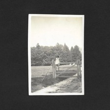 Fille assise barrière bois