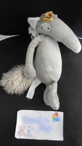 Doudou peluche louve - peluche, gris