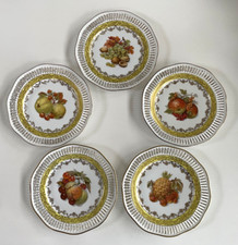 Winterling Bavarian China Dessert Plates With Fruit Design Vintage Set Of Five