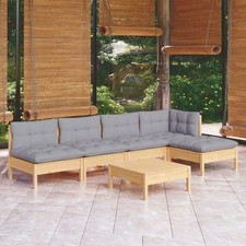 Bois de Pin Massif Salon de Jardin 6 pcs avec Coussins Crème Mobilier vidaXL