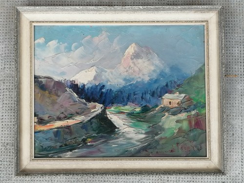 Tableau montagne savoie - montagne, huile