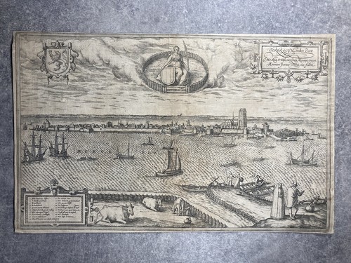 Gravure vue carte dordrecht - vue,