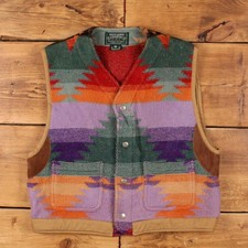 Vintage Ralph Lauren Western Gilet M Country Blanket Vest USA Made Geometric