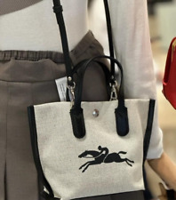 Longchamp Essentiel Canvas Shoulder Bag XS Size Logo Horse Black Outlet Products