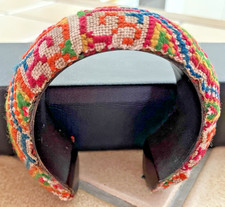 4 THAI FABRIC WOODEN CUFF BRACELETS CRAFT COLOR BOHEMIAN STYLE