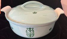Vintage DRU Holland Dutch Oven Pot & Lid #26 Aqua Tulip Enamel Cast Iron