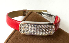 Swarovksi adjustable Red Leather Bracelet