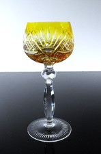 LARGE 1 DOUBLE COLOR YELLOW KNITEL FAKIRIS KARAT BOHEMIAN CRYSTAL WINE GLASS