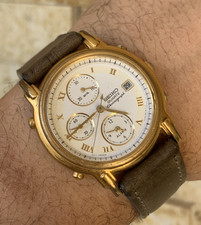 1993 VINTAGE SEIKO CHRONOGRAPH ALARM GENTS WATCH QUARTZ 7T32-7F00 GOLD PLATED