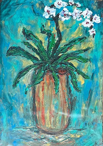 Peinture art brut bouquet - peinture,