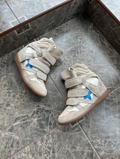 Isabel Marant Bekett Wedge Sneakers Beige Suede Heel Sz 6 US