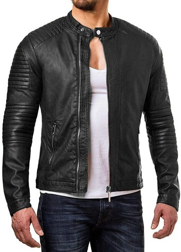 Homme cuir noir - noir, veste