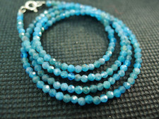 46cm Collier Perles Facette APATITE Pierre Naturel Stone Faceted Beads Necklace
