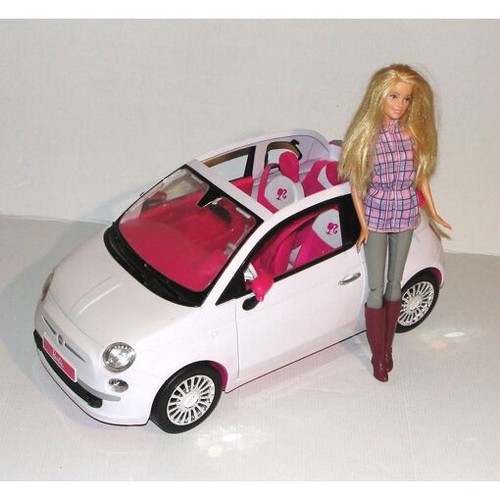Voiture fiat 500 - blanche, rose