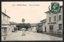 CPA Poule /Rhône, Place des Platanes avec l´Hôtel Rochard 1912 