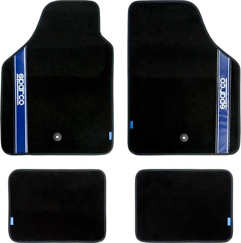 Tapis moquette bande bleu