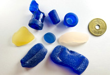 Rare verre de mer du fond de bouteille bleu cobalt du Japon Shiseido