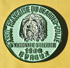 Plaque concours canin Ass. française BEARDED-COLLIE / 6e Nationale élevage 1996