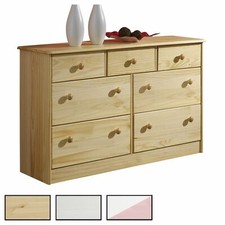 Commode buffet bahut avec 7 tiroirs en pin massif