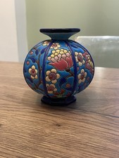 Ancien vase en faience émaux