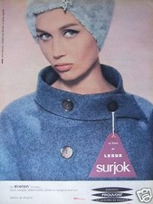 ADVERTISEMENT 1958 SURJOK A LESUR FABRIC IN DRALON AND WOOL - ADVERTISING