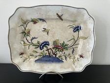 Beautiful antique earthenware dish by Digoin Sarreguemines, Rouen decor